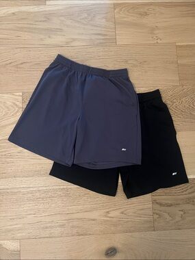 Amazon Essentials Men’s Athletic Shorts — Charcoal and Black (quantity 2)